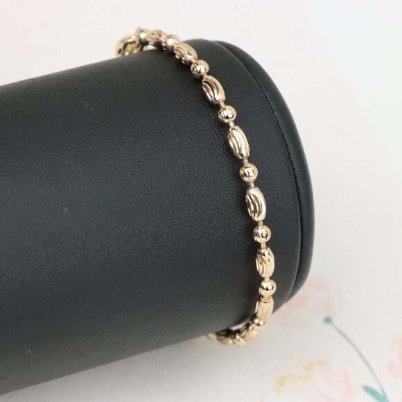 "Elegant Rose Gold Textured Oval Bead Bracelet with Chain Extender, XPBL1140 - Picture 1 of 12